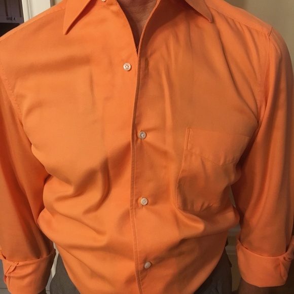Barba Orange Mens Dress Shirt Size 